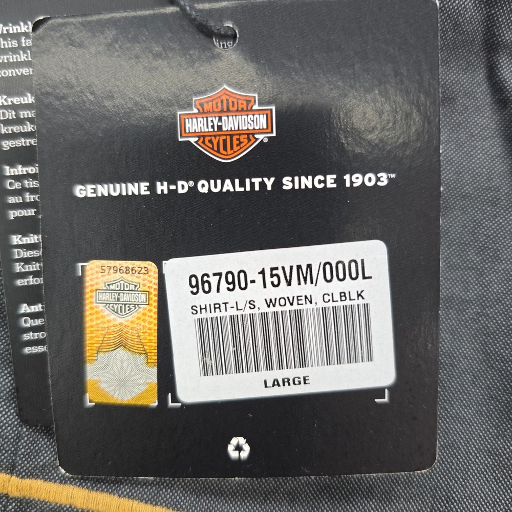 Harley-Davidson Woven Shirt Mens Large Gray Long Sleeve Embroidered Biker Snap - Picture 8 of 9